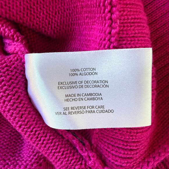 GAP Fuchsia Cotton Crew Neck Sweater Split Hem Women’s XXL - Picture 6 of 7